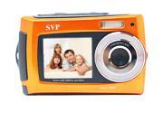SVP AQUA Underwater 18MP Digital Camera Camcorder w Dual LCDs Display Orange 8GB MicroSD