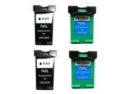 Superb Choice® Remanufactured Ink Cartridge for HP 74XL 75XL Black Color use in HP Photosmart C4250 Printer pack of 2 sets