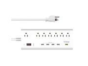 Superb Choice® 7 Outlet Power Strip 5V 2.4Ax4 5 12V 18W x1 Fast USB Charging Port Surge Protector