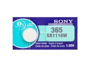 Sony 365 SR1116W 1.55V Silver Oxide 0%Hg Mercury Free Watch Battery 2 Batteries