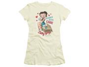 Trevco Boop Handle With Care Short Sleeve Junior Sheer Tee Cream Small
