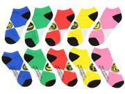 Power Rangers Ankle Socks 5 Pack Yellow Red Green Blue and Pink