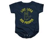 Trevco Star Trek Live Long Hand Infant Snapsuit Navy Small 6 Mos
