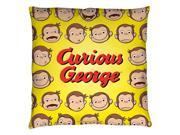 Curious George Heads Throw Pillow 14X14 White