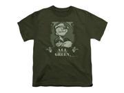 Trevco Popeye All About The Green Short Sleeve Youth 18 1 Tee Military Green Small