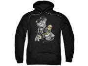 Trevco Popeye Get More Spinach Adult Pull Over Hoodie Black Small