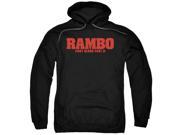 Trevco Rambo First Blood Ii Logo Adult Pull Over Hoodie Black Small
