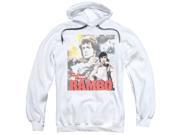Trevco Rambo First Blood They Drew Collage Adult Pull Over Hoodie White Small