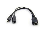 Baaqii CB084 Micro USB Host OTG Cable w USB power for Samsung phone i9100 i9300 i9220 9250
