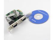 PCI Express to 2 Ports COM 9 Pin Serial RS232 Card Adapter for Win7 Vista XP 64