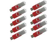 Lot10 10 Pcs 10x Red 1GB 1G USB 2.0 Flash Memory Drive Thumb Swivel Fold Design Rotating U Disk Foldable