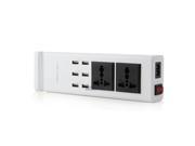 NEW YC CDA9 6 Port Intelligent Universal USB Wall Charging Power Station Multi Ports Charger with Two Outlet Socket Travel for iPhone iPad iPod Samsung HTC Smar