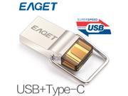 EAGET CU10 32GB Type C 3.1 USB3.0 Dual Interfaces Micro USB OTG Flash Drive 32G Metal U Disk Pendrive Smartphone Mobile Cell Memory Stick Portable