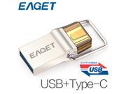 EAGET CU10 64GB Type C 3.1 USB3.0 Dual Interfaces Micro USB OTG Flash Drive 64G Metal U Disk Pendrive Smartphone Mobile Cell Memory Stick Portable