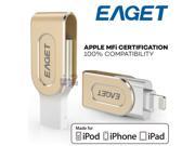 NEW MFI Licensed Certified EAGET i80 128GB USB 3.0 OTG Metal Flash Drive Pen U Disk 128G USB3.0 Memory Expand for PC iOS iPhone iPad iPod AES 256 Bit encryption