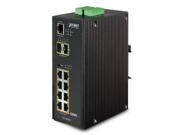 Planet IGS 10020PT Industrial 8 Port 10 100 1000T 802.3af PoE 2 100 1000X SFP Managed Switch 40 ~ 75 Degrees C