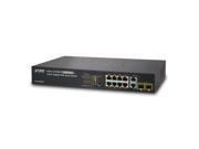 Planet FGSD 1008HPS 8 Port 10 100TX 802.3at High Power PoE 2 Port Gigabit TP SFP Combo Web Smart Ethernet Switch 120W