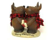 IWGAC 049 99419 Resin Woodlook Merry Christmas Moose Hug
