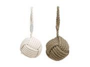 Assorted Rope Doorstop With Pearl White Texture Beige Set Of 2 38722