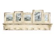 Robust Design Wooden Photo Frame With Hooks And Paneled Accents 20406