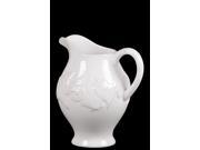Ceramic Pitcher Embellished with Beautiful Seashell Motifs in White