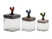 Too Cute Glass Wood Canister Set Of 3