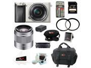 Sony a6000 ILCE6000L S Alpha A6000 Mirrorless Digital Camera Silver with 16 50mm and 50mm Lens Bundle and 32GB Accessory Kit