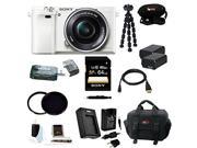 Sony a6000 Alpha a6000 Interchangeable Lens Camera with 16 50mm Power Zoom Lens White with 64GB Deluxe Accessory Bundle