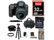 Nikon D5500 DX format Digital SLR Body Black with 32GB Deluxe Accessory Bundle