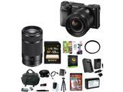Sony a6000 Sony Alpha a6000 24.3 MP Mirrorless Digital Camera Black with Two Lenses 16 50mm 55 210mm and Accessory Bundle