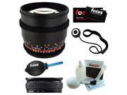 ROKINON 85mm T1.5 Cine Aspherical Lens for Canon Lens Band Black 5 Piece Deluxe Cleaning and Care Kit Micro Fiber Cleaning Cloth Lens Cap Keeper Pr