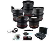 Rokinon Full Cine 5 Lens Kit – 35mm 24mm 14mm 85mm 8mm for Sony NEX E Mount Protective Photography Hard Case Accessory Kit