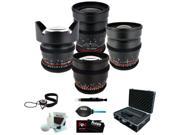 Rokinon Cinematographer’s Cine Lens Kit – 35mm 24mm 85mm 14mm for Sony NEX E Mount Protective Photography Hard Case Accessory Kit