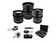 Rokinon Super Fast T1.5 Cine 3 Lens Kit – 35mm 24mm 85mm for Sony NEX E Mount Protective Photography Hard Case Accessory Kit