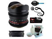 Rokinon 8mm T 3.8 Fisheye Cine Lens for Canon Lens Band Black 5 Piece Deluxe Cleaning and Care Kit Micro Fiber Cleaning Cloth Lens Cap Keeper Profe