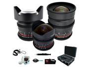 Rokinon Ultra Wide Angle Cine Lens Kit 24mm 14mm 8mm for Canon System Case Accessory Kit