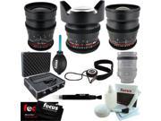 ROKINON Wide Angle Cine Lens Kit 14mm 24mm 35mm System Case Kit