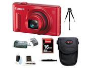 CANON SX610 Canon PowerShot SX610 IS Digital Camera HS Digital Camera Red with 16GB Accessory Bundle