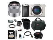 Sony a6000 Alpha a6000 24.3 Megapixel Mirrorless Digital Camera Body Only with Sony 50mm Lens and Sony 32GB SDHC Accessory Bundle Silver