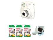 Fujifilm 16273398 Instax Mini 8 Film Camera (White) + Set of 3 Color Film + Kit