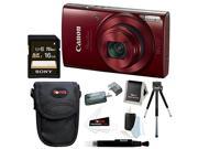 Canon PowerShot ELPH 190 IS 20 MP Digital Camera Red w 16GB Accessory Bundle