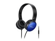 Panasonic Best in Class Over the Ear Stereo Headphones RP HF300M A Blue Integrated Mic and Controller Travel Fold Design Metallic Finish iPhone Android Co