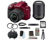 Nikon D3300 DSLR Camera with 18 55 55 200mm Lenses and 32GB Bundle Red