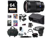 Sony 35mm f 1.4 ZA Lens CLMFHD5 Portable LCD Monitor XYST1M Stereo Mic Bundle