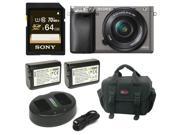 Sony Alpha a6000 Camera w 16 50mm Lens and 64GB SD Card Bundle Graphite