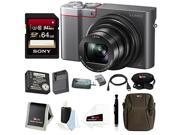 Panasonic Lumix DMC ZS100 Digital Camera Silver w ZS60 ZS100 Travel Bundle 64GB Accessory Bundle