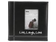 Pioneer Photo Albums Embroidered Live Laugh Love Black Sewn Leatherette Frame Cover Album for 4 x6 Prints