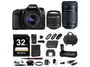 Canon EOS 80D DSLR Camera with 18 55mm 55 250mm Lenses 32GB Deluxe Bundle