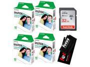 Fujifilm Instax Square Film for SQ10 Cameras 4 Pack (40 Sheets) w/ 32GB Memory