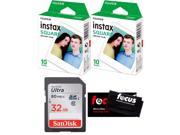 Fujifilm Instax Square Film for SQ10 Cameras 2 Pack (20 Sheets) w/ 32GB Memory